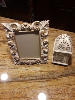 Beautiful matching picture frame and candle holder dome