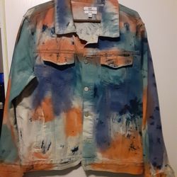 Distressed. Multicolor Jean Jacket Size Medium