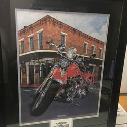 Harley Davidson Maison Bourbon Preservation Jazz Framed Print Signed Jim Jordon
