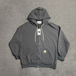 Carhartt Dark Grey Logo Hooded Zip Sweatshirt
