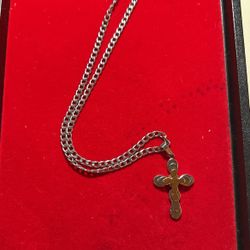 24’ Silver Chain With Cross