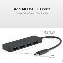 Plugable 4-Port USB?3.0 Hub (USB-C Adapter) for Laptops & Tablets