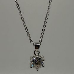 VVS1 Silver Moissanite Stud Necklace 1.0ct