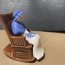 Vintage Granny in Rocking Chair Salt & Pepper Shaker Set – Ceramic Figural