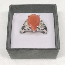 Sterling Silver Real Carnelian Size 7 Ring