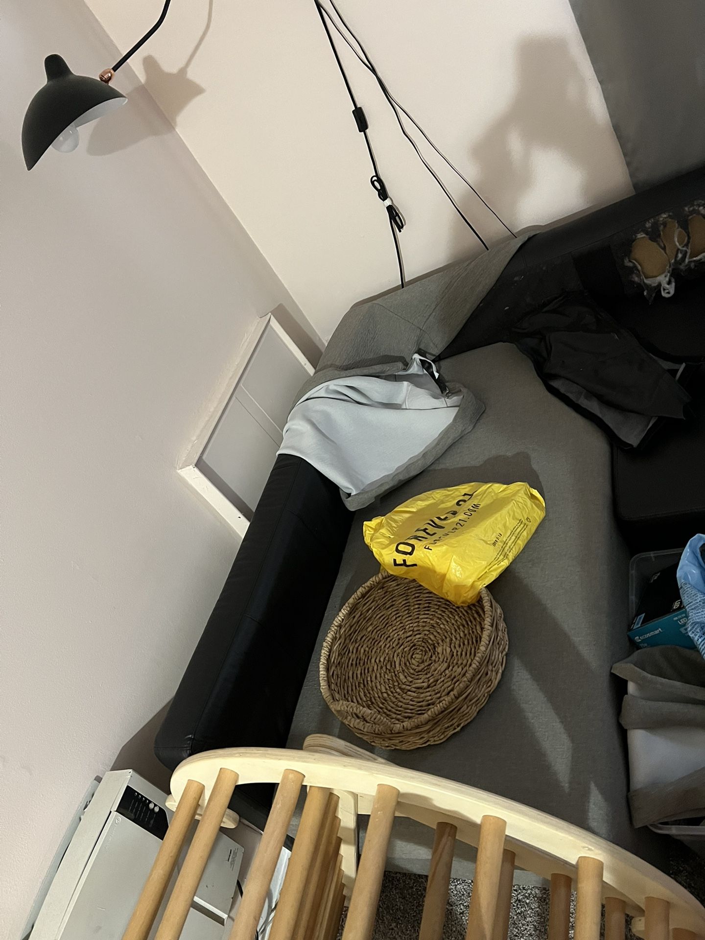 IKEA LEATHER BLACK COUCH With 3 Large PillowsFor $209