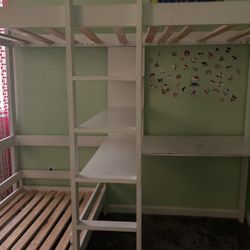 White Twin Bed Frame Desk On Bottom 