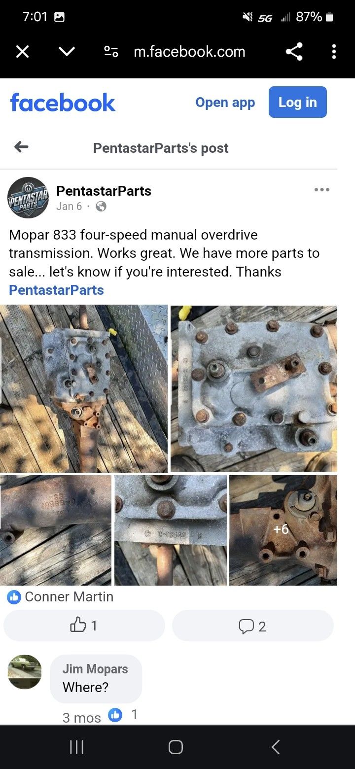Mopar 833  Np440 4 Speed Works Great