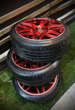 Versus Racing VS103 Rims 18x8.5 +35 with Tires – Red – Set of 4