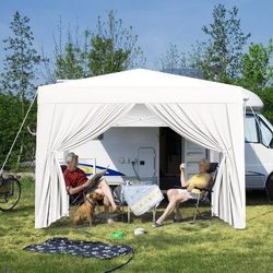 Outdoor Canopy, 10x10ft/3x3m Pop up Gazebo with Sidewall Window, Enclosed Instant Tent Shelter for Party Wedding Marketing