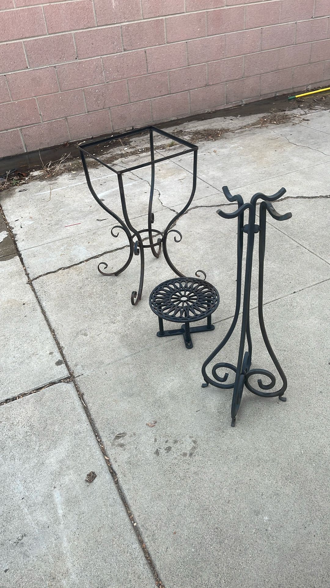 Flower Pot Holders, Cast Iron Set Of 3