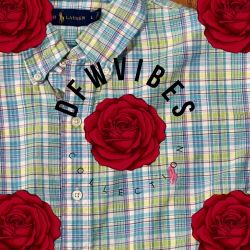 💙 Blue Pink PONY Mens LARGE Ralph Lauren POLO Long Sleeve Collared Vintage Golf Dress Work Shirt