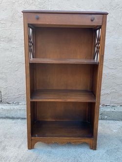 Vintage Wood Bookcase with Drawer