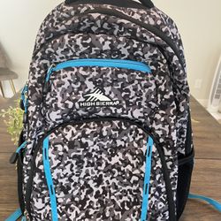 High Sierra Black Grey And Blue Camo Backpack