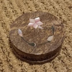 Vintage Trinket Carved Soapstone & Abalone Box