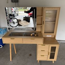 Five Drawer Vanity Desk LED Strip Light