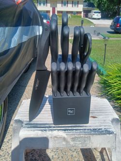 13 piece black hunter/d u a l knife set new