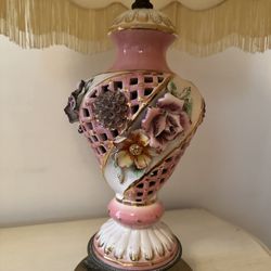  Beautiful Vintage Capodimonte Italian Porcelain table lamp-set Of 2