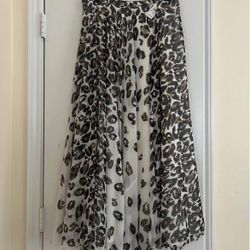 Talbots Leopard Print A-Line Skirt - Black and Brown