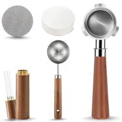 54mm Bottomless Portafilter 3 Ear w/WDT Puck Screen for Breville Rosewood