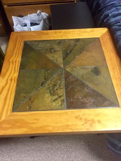 Wood and Slate Coffee Table