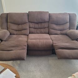 Brown reclining sofa