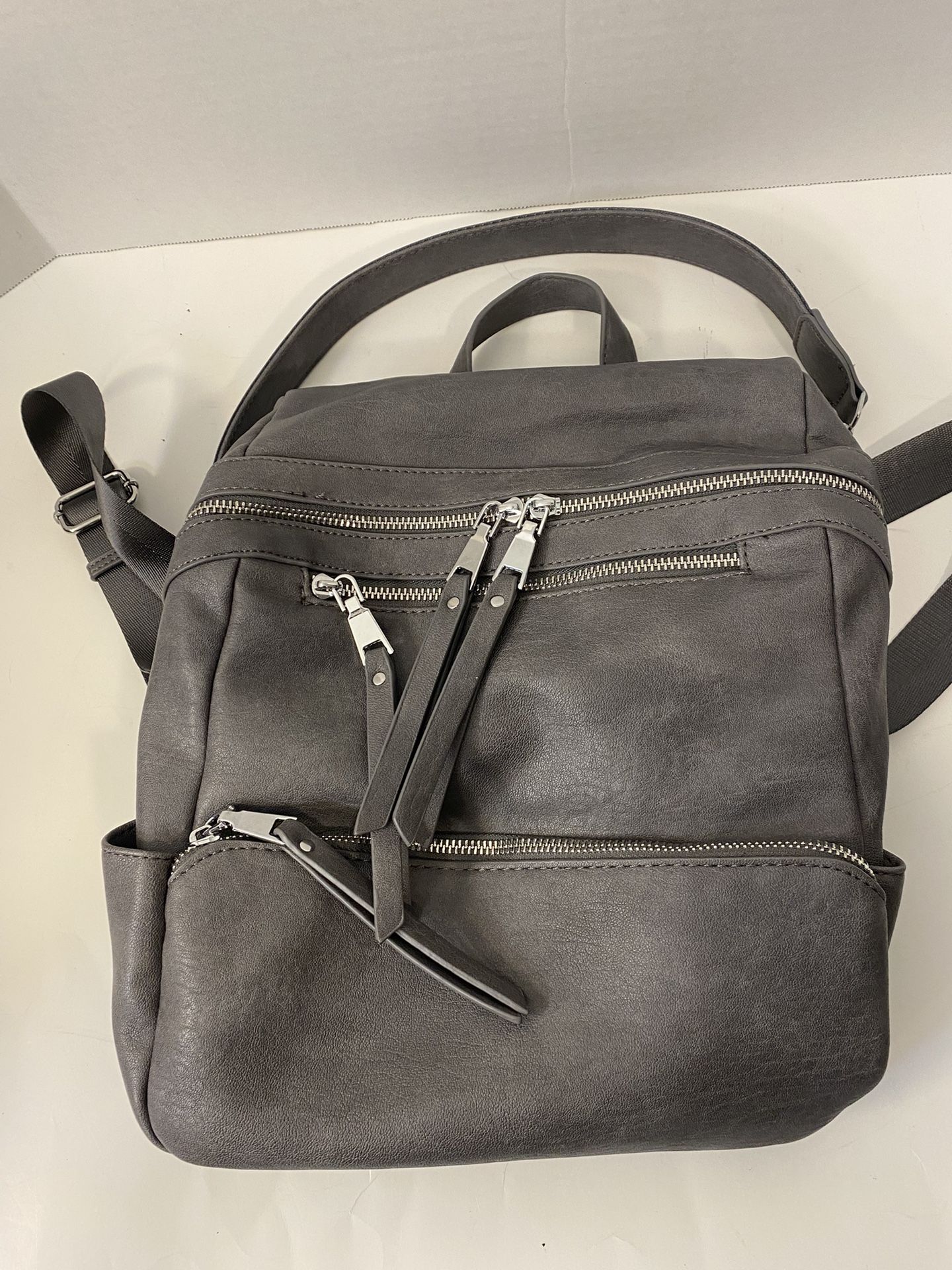 Madison West Kylee Adult Backpack Purse; Charcoal Gray; Soft Vegan Leather