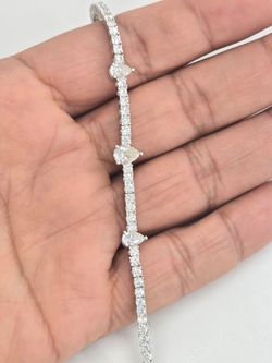 925 Sterling Silver Moissanite Diamond Tennis Bracelet 2.9 mm 7 Inches
