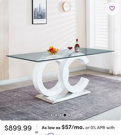 7peice white  dining room table and chairs
