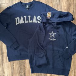 New Men’s Size Medium Dallas Cowboys Hoodie/ New Men’s Large Crewneck Sweatshirt