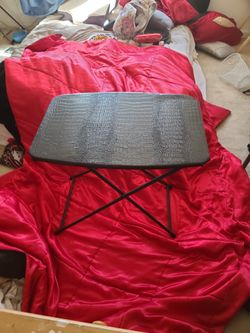 Fold Up Table With Alligator Leather Print On Top