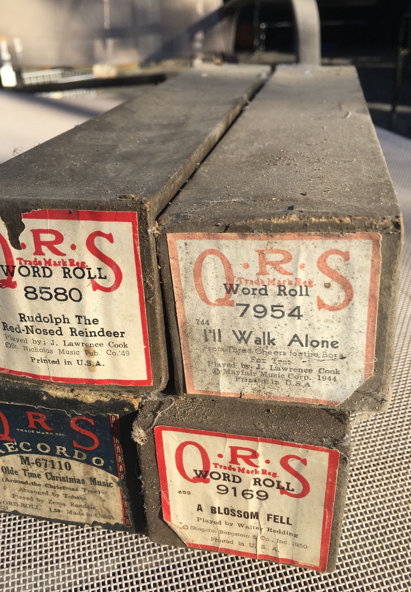 Player piano music rolls. Aprox 150 rolls. E bay has them from $5 to &. $45 EACH. Make reasonable offer !