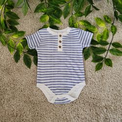 Baby Boy Striped Henley Onsie (6-9 Months)