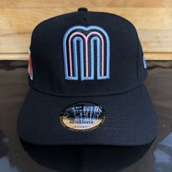 New Era 9FORTY Mexico “M” Black Hat – Blue & Pink Stitch – Rare Colorway