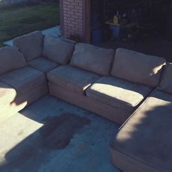 Brown Low back couch with chase