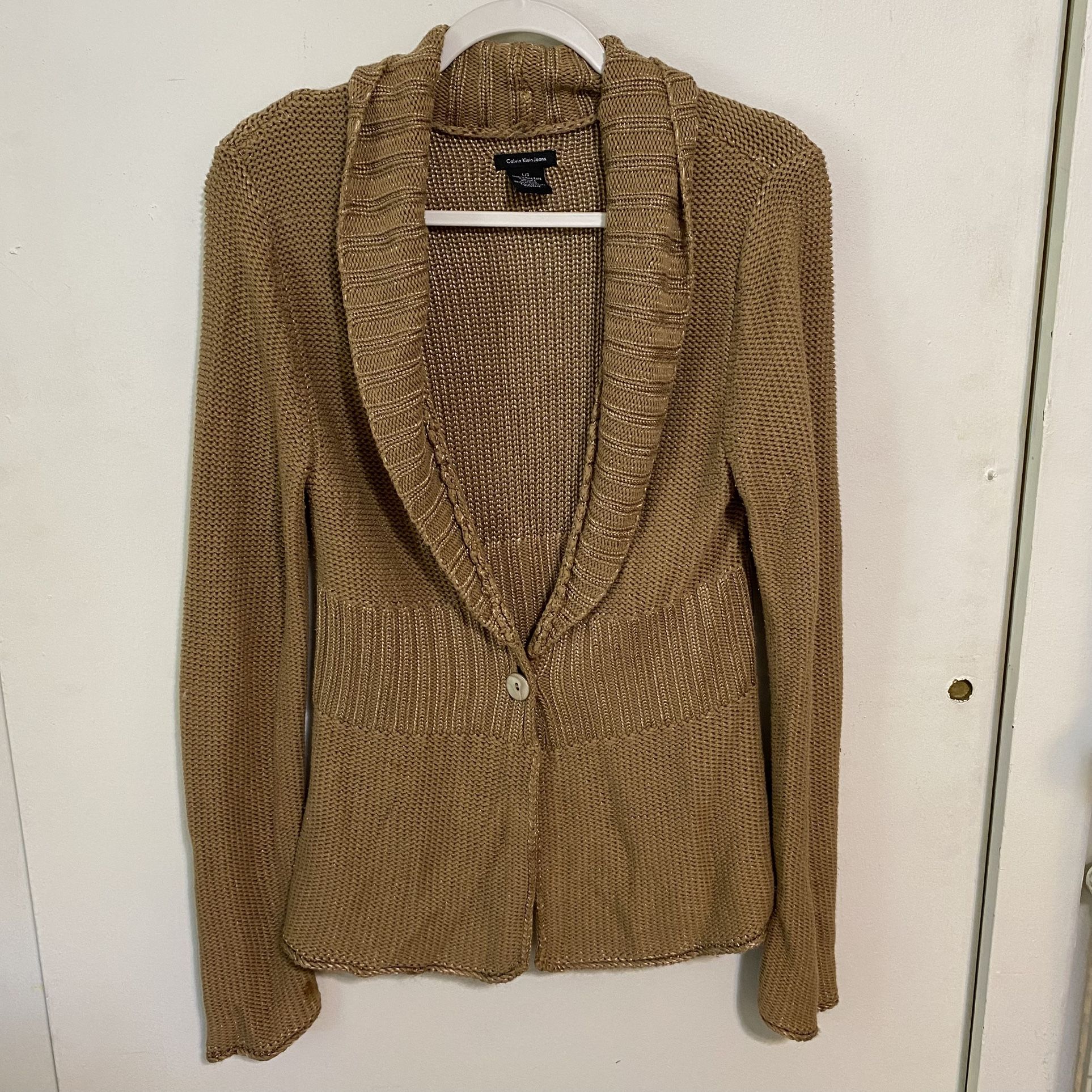 Calvin Klein Women's Beige Shawl Collar Cardigan