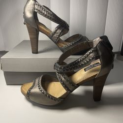 NWT Adam Tucker Me Too Women Brown Heels Size 9 Grafite Heels Brown Open Toe