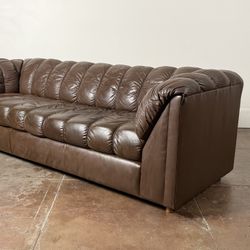 Vintage 1970s Dark Brown Leather Sofa