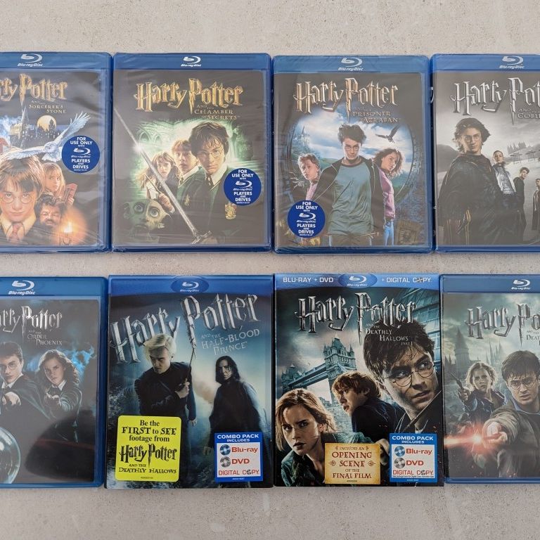Harry Potter COMPLETE SET Blu-ray DVD Collection LOT, 5 new and