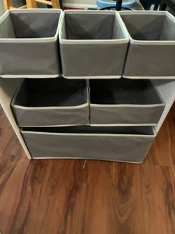 5 storage bins grey