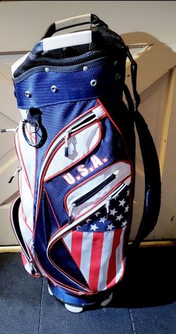 Hot-Z USA Patriotic 14-Way Golf Cart Bag American Flag Red White Blue Great Condition