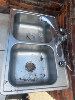 Stainless Steel Double Basin Kitchen Sink with Faucet