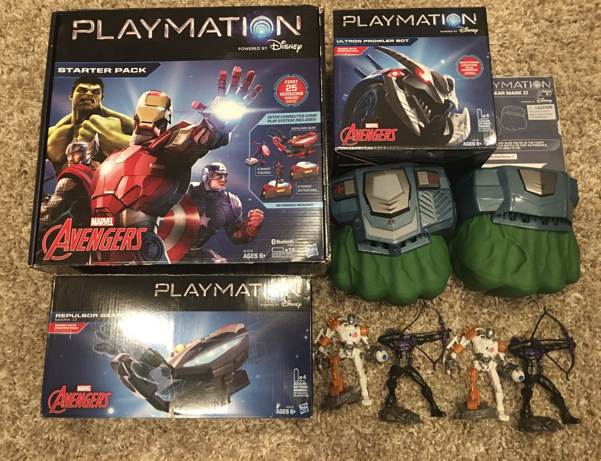 Playmation Lot Starter Set Repulsor Gear Ultra Prowler Bot Hulk Hands Fists Avenger Figurines