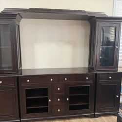 Dark Espresso 6-Piece Solid Wood Media Wall Unit $150