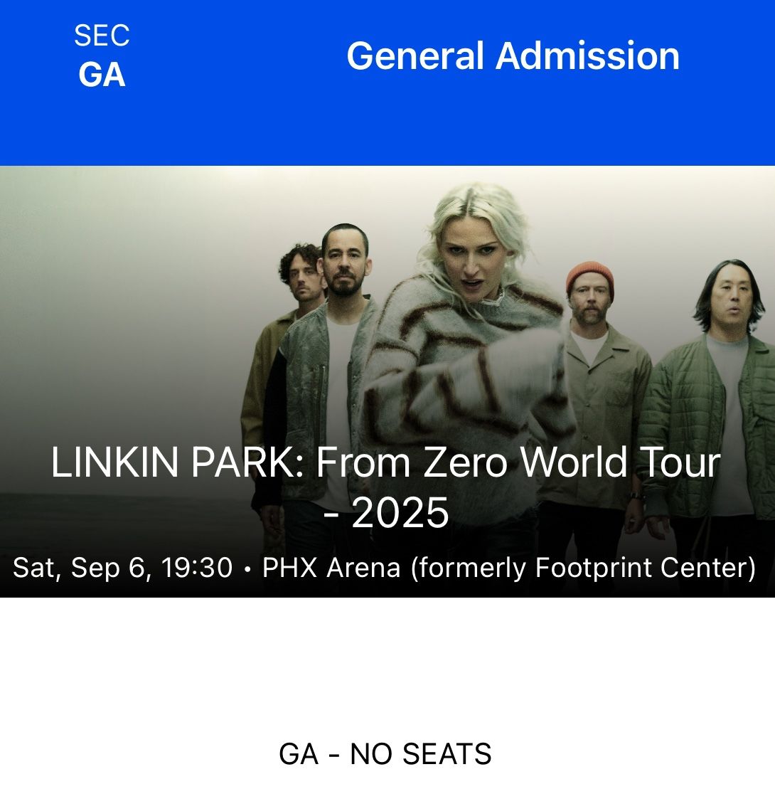 Floor Linkin Park Zero World Tour Pair Of Tickets