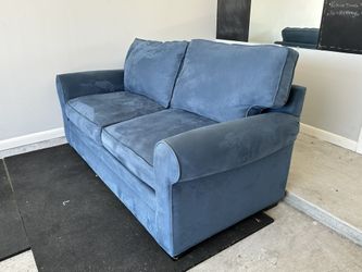 Blue 2024 suede loveseat