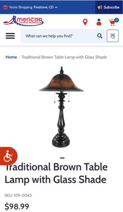 Traditional Brown Table Lamp with Glass Shade