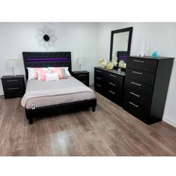 Brand New Bedroom Set/ Queen Bed , Dresser With Mirror,  Chest And Two Nightstands 
