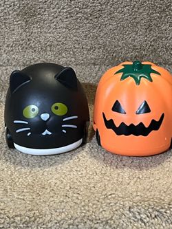 Target Halloween Car Light Up Pumpkin & Black Cat set of 2 needs battery
