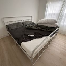 King Size Metal Bed Frame & Ikea king Size Memory Foam Mattress 